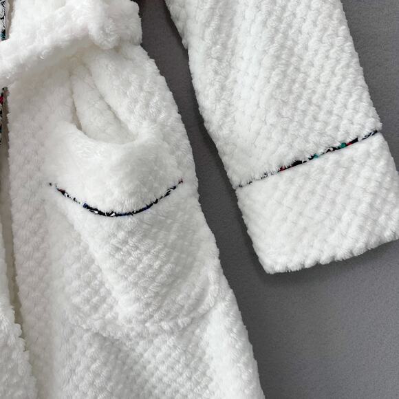 Vera Bradley Plush Fleece Long Spa Bathrobe with Decorative Trim Cozy Comfort - Picture 4 of 10